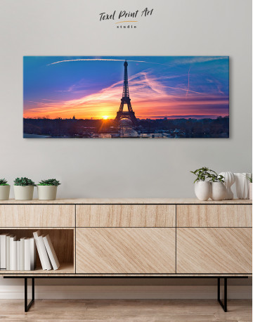 Panoramic Eiffel Tower Sunset Skyline Canvas Wall Art - image 3
