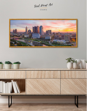 Framed Panoramic Columbus Skyline Canvas Wall Art - image 4
