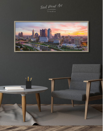 Framed Panoramic Columbus Skyline Canvas Wall Art - image 1