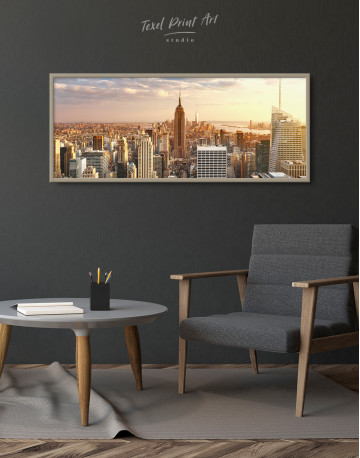 Framed Panoramic New York City Skyline Canvas Wall Art - image 1