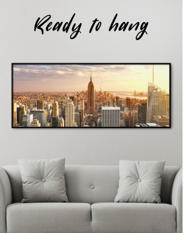 Framed Panoramic New York City Skyline Canvas Wall Art