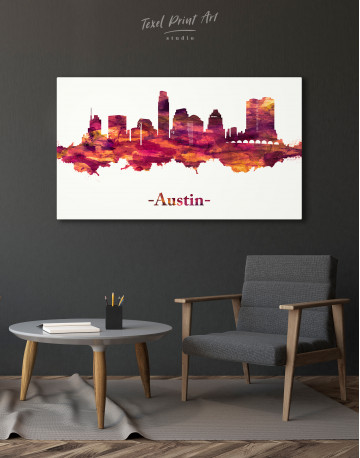 Purple Panoramic Austin Silhouette Canvas Wall Art - image 2