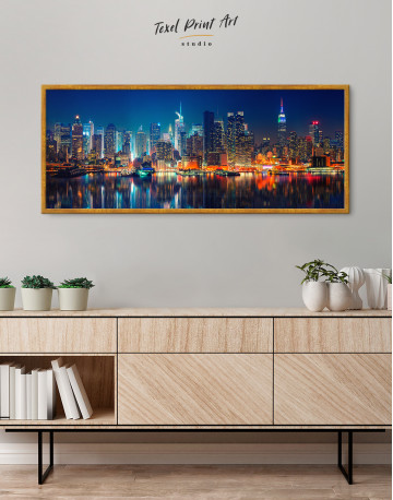 Framed Panorama Manhattan Cityscape View Canvas Wall Art - image 4