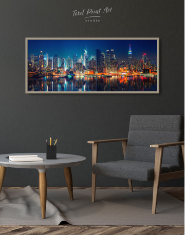 Framed Panorama Manhattan Cityscape View Canvas Wall Art - image 1