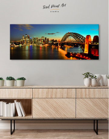 Night Panorama Sydney Skyline Canvas Wall Art - image 2