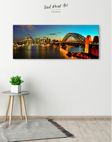 Night Panorama Sydney Skyline Canvas Wall Art - image 1