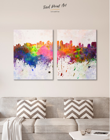Multicolor Abstract City Silhouette Canvas Wall Art - image 2