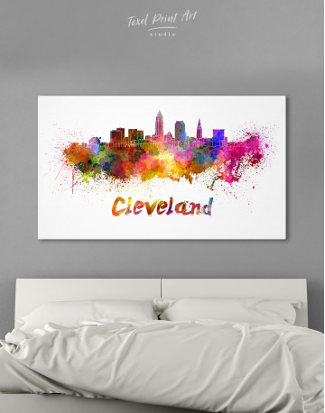 Multicolor Cleveland Silhouette Canvas Wall Art