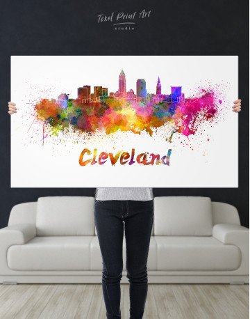 Multicolor Cleveland Silhouette Canvas Wall Art - image 2
