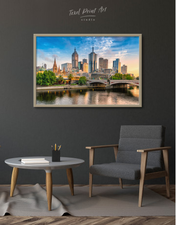 Framed Fawkner Park Melbourne Skyline Canvas Wall Art - image 3
