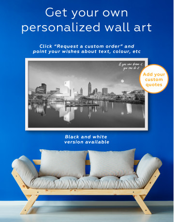 Framed View of Cleveland Skyline from Voinovich BiCentennial Park Canvas Wall Art - image 1