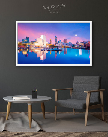 Framed View of Cleveland Skyline from Voinovich BiCentennial Park Canvas Wall Art - image 3