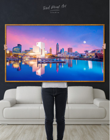 Framed View of Cleveland Skyline from Voinovich BiCentennial Park Canvas Wall Art - image 4