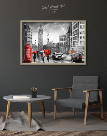 Framed London`s Street Painting Canvas Wall Art - image 3