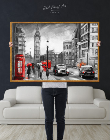 Framed London`s Street Painting Canvas Wall Art - image 4