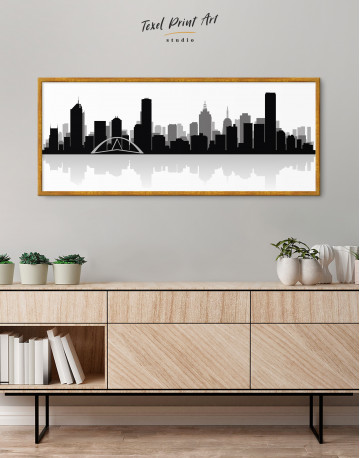 Framed Panoramic Melbourne City Skyline Canvas Wall Art - image 4