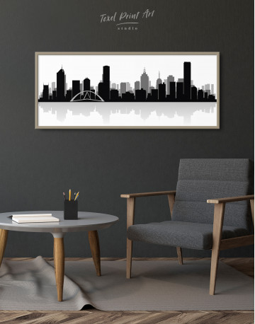 Framed Panoramic Melbourne City Skyline Canvas Wall Art - image 1