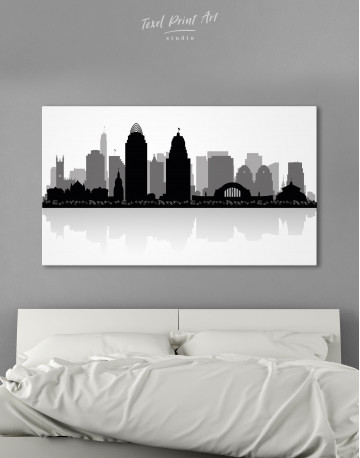 Silhouette Cincinnati Skyline Canvas Wall Art