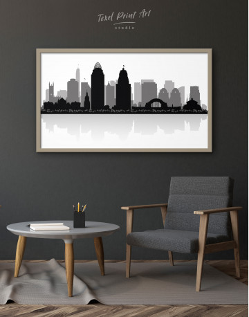 Framed Silhouette Cincinnati Skyline Canvas Wall Art - image 3