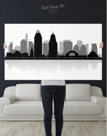 Silhouette Cincinnati Skyline Canvas Wall Art - image 1
