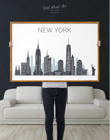 Framed New York City Silhouette Canvas Wall Art - image 4