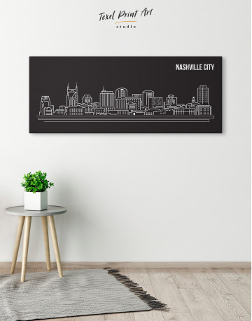 Panoramic Nashville City Silhouette Canvas Wall Art - image 4