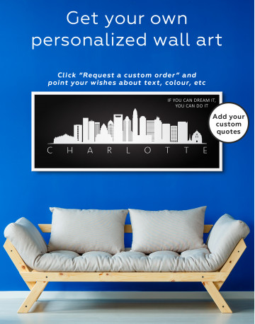 Framed Panoramic Charlotte Silhouette Canvas Wall Art - image 2
