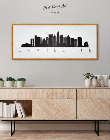 Framed Panoramic Charlotte Silhouette Canvas Wall Art - image 3