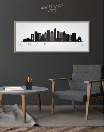 Framed Panoramic Charlotte Silhouette Canvas Wall Art - image 1