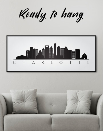 Framed Panoramic Charlotte Silhouette Canvas Wall Art