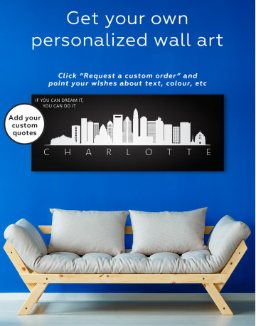 Panoramic Charlotte Silhouette Canvas Wall Art - image 3