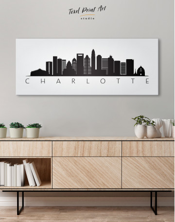 Panoramic Charlotte Silhouette Canvas Wall Art - image 2