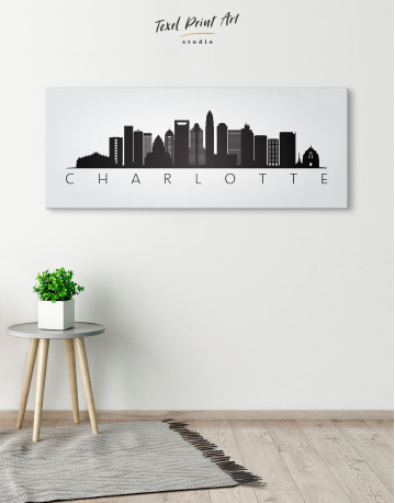 Panoramic Charlotte Silhouette Canvas Wall Art - image 1