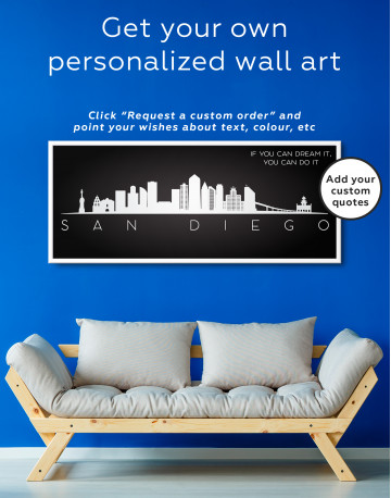 Framed Panoramic San Diego Silhouette Canvas Wall Art - image 2