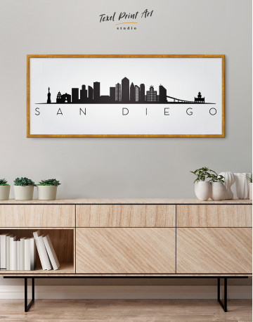 Framed Panoramic San Diego Silhouette Canvas Wall Art - image 4