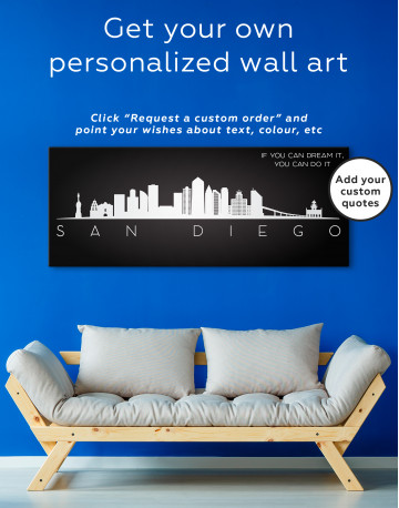 Panoramic San Diego Silhouette Canvas Wall Art - image 3