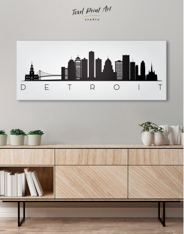Panoramic Detroit Silhouette Canvas Wall Art - image 2