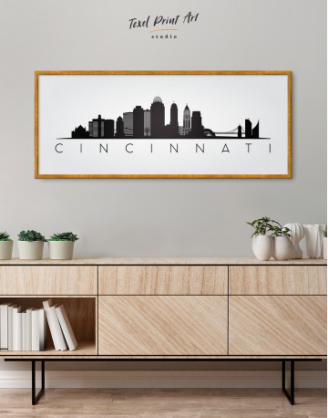 Framed Panoramic Cincinnati Silhouette Canvas Wall Art - image 4