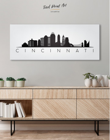 Panoramic Cincinnati Silhouette Canvas Wall Art - image 3