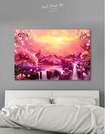 Fantasy Asian Mountain Landscape Canvas Wall Art