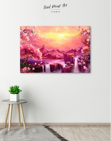 Fantasy Asian Mountain Landscape Canvas Wall Art - image 6