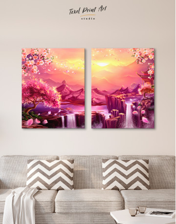 Fantasy Asian Mountain Landscape Canvas Wall Art - image 10