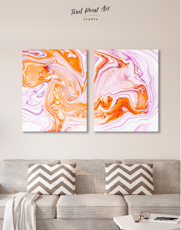 Purple and Orange Abstract Painting Canvas Wall Art - image 1