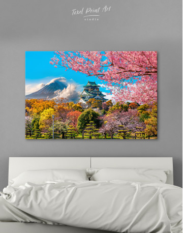 Japan Temple Fuji Mountain Landscape Canvas Wall Art
