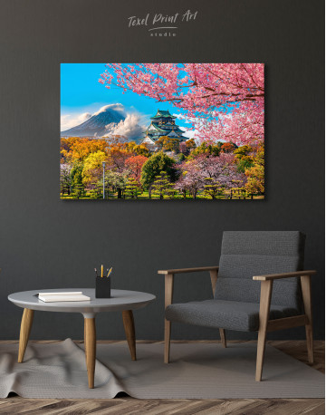 Japan Temple Fuji Mountain Landscape Canvas Wall Art - image 2