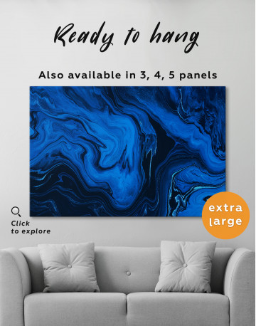 Deep Blue Abstract Painting Canvas Wall Art - image 3