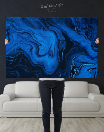 Deep Blue Abstract Painting Canvas Wall Art - image 9