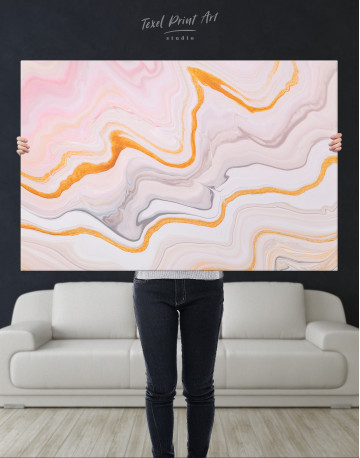 Cream and Orange Abstract Canvas Wall Art - image 9