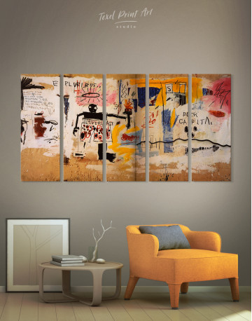 5 Panels Jean Michel Basquiat Per Capita Graffiti Canvas Wall Art