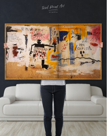 Framed Jean Michel Basquiat Per Capita Graffiti Canvas Wall Art - image 2